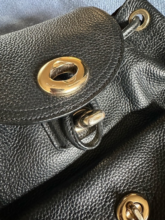 Black Coach pebbled leather mini turnlock rucksack main image 6